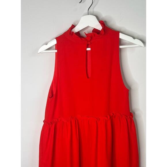 Elliatt Sonnet Ruffled Mock Neck Tiered A-Line Dress Poppy Red Womens Size Small - Picture 5 of 12